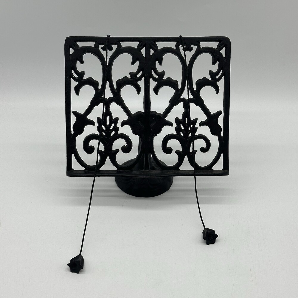 Adjustable Cast Iron Cookbook Stand Heavy Duty Recipe Book Holder w/Weights